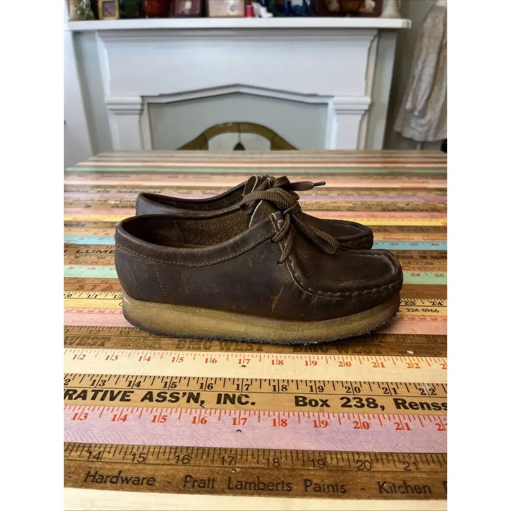 Clarks Originals Wallabee Shoes Brown Leather Women US 6 EU 36 Classic